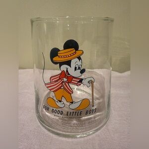Vintage Disney Mickey Mouse Collectible Glass Jar - For Good Little Boys